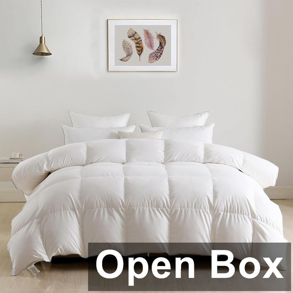 DWR Heavyweight Down Feather Fibers Comforter, Queen Size, White